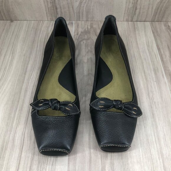 Aerosoles Whats What Flats Womens 8M Arina Black Leather Slip On Comfort Shoes - Picture 6 of 11